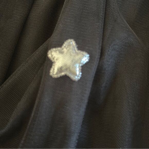 Pippa & Julie Girls Black with Silver Stars Mesh Skirt - Picture 6 of 6